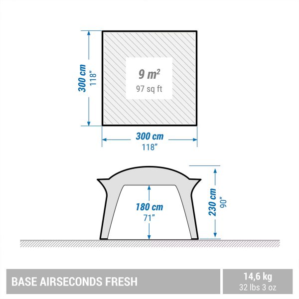 QUECHUA Aufenthaltszelt aufblasbar Base Air Seconds Fresh für 8 Personen
