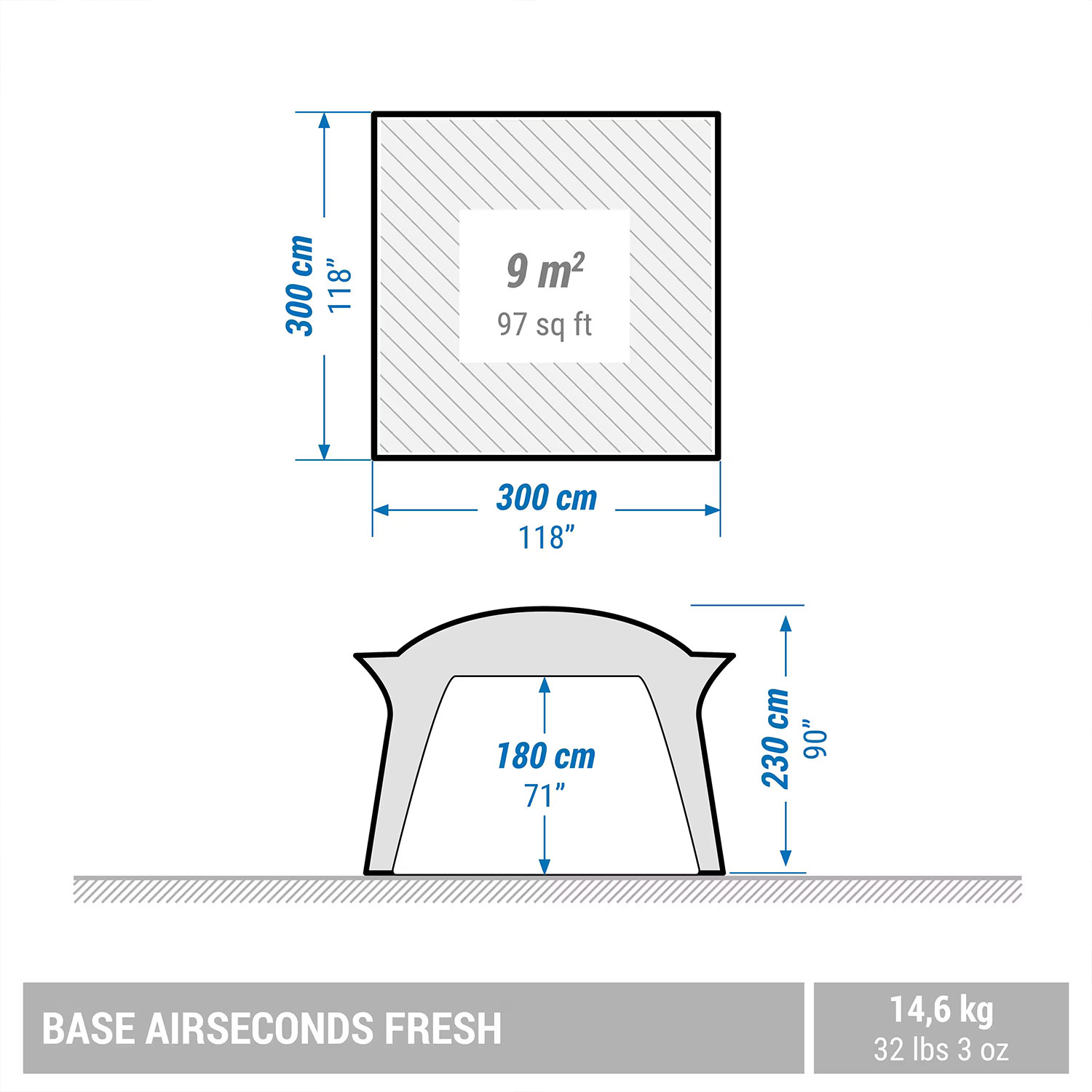 QUECHUA Aufenthaltszelt aufblasbar Base Air Seconds Fresh für 8 Personen